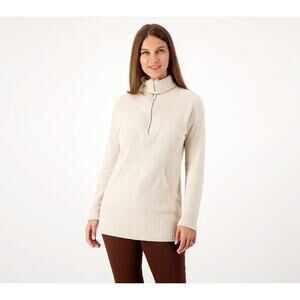 Barefoot Dreams CozyChic Lite Half Zip Tunic Biscotti,3X A516089